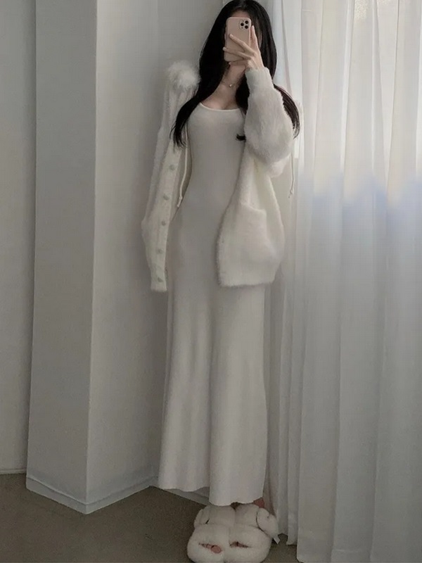 エコファーボタンフードドローストリングポケットカーディガン | 詳細画像6