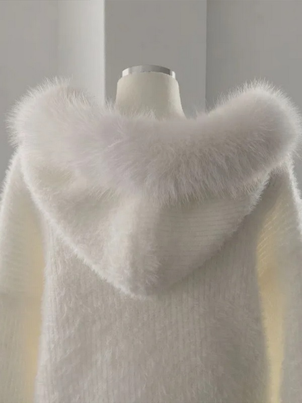 エコファーボタンフードドローストリングポケットカーディガン | 詳細画像10