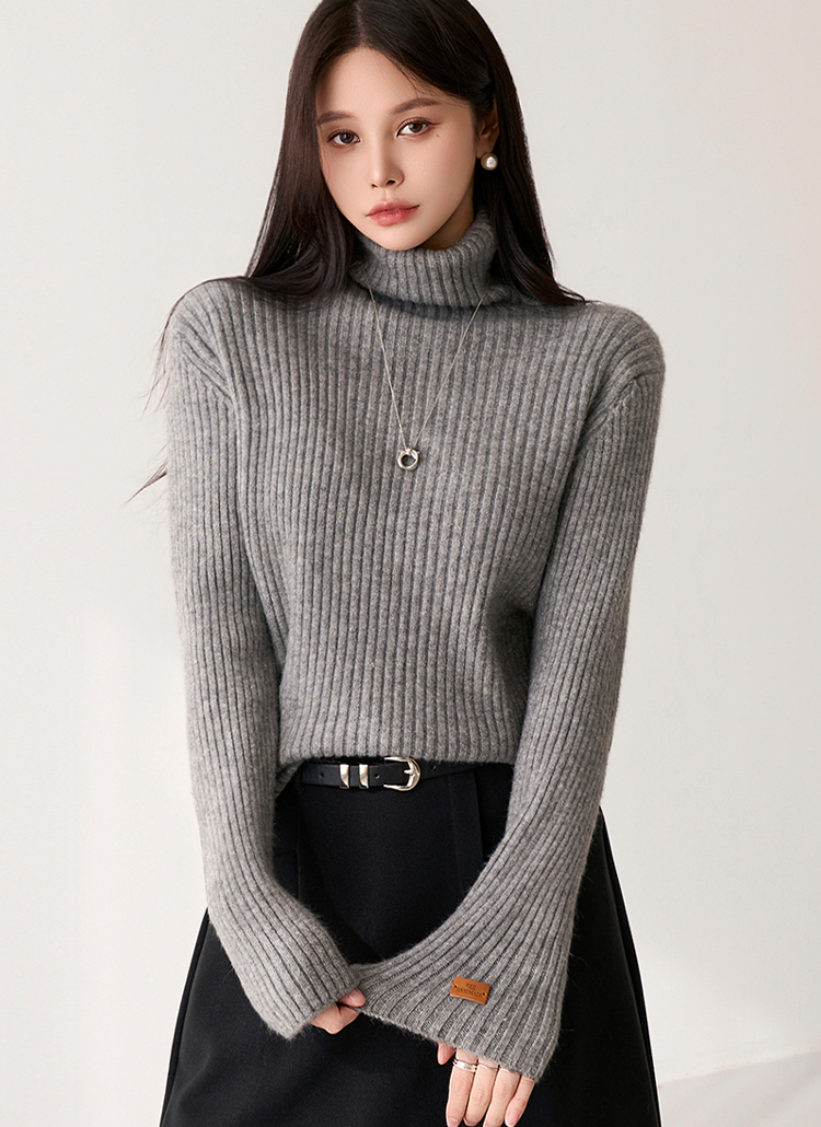 【美品】  Plan C / プラン シー | リブタートルネックニット | 38 | グレー | レディース 美品】 Plan C / プラン シー | リブタートルネックニット | 38