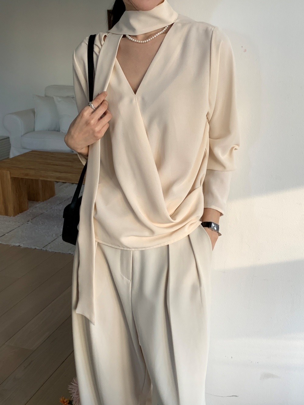 ボウタイVネックカシュクールブラウス | 詳細画像7