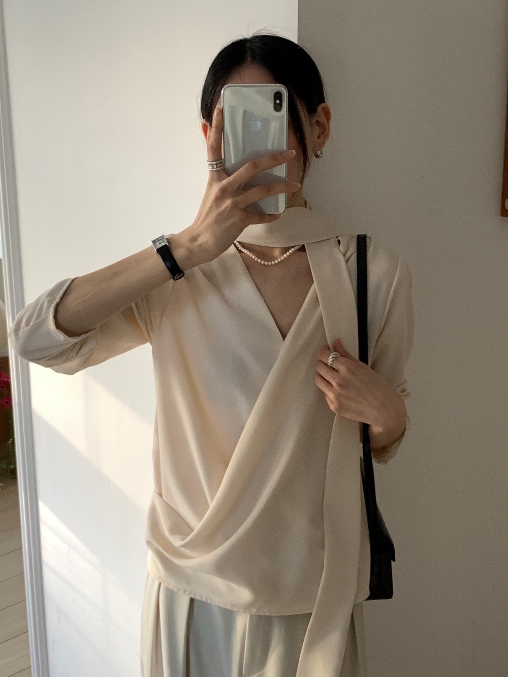 ボウタイVネックカシュクールブラウス | 詳細画像9