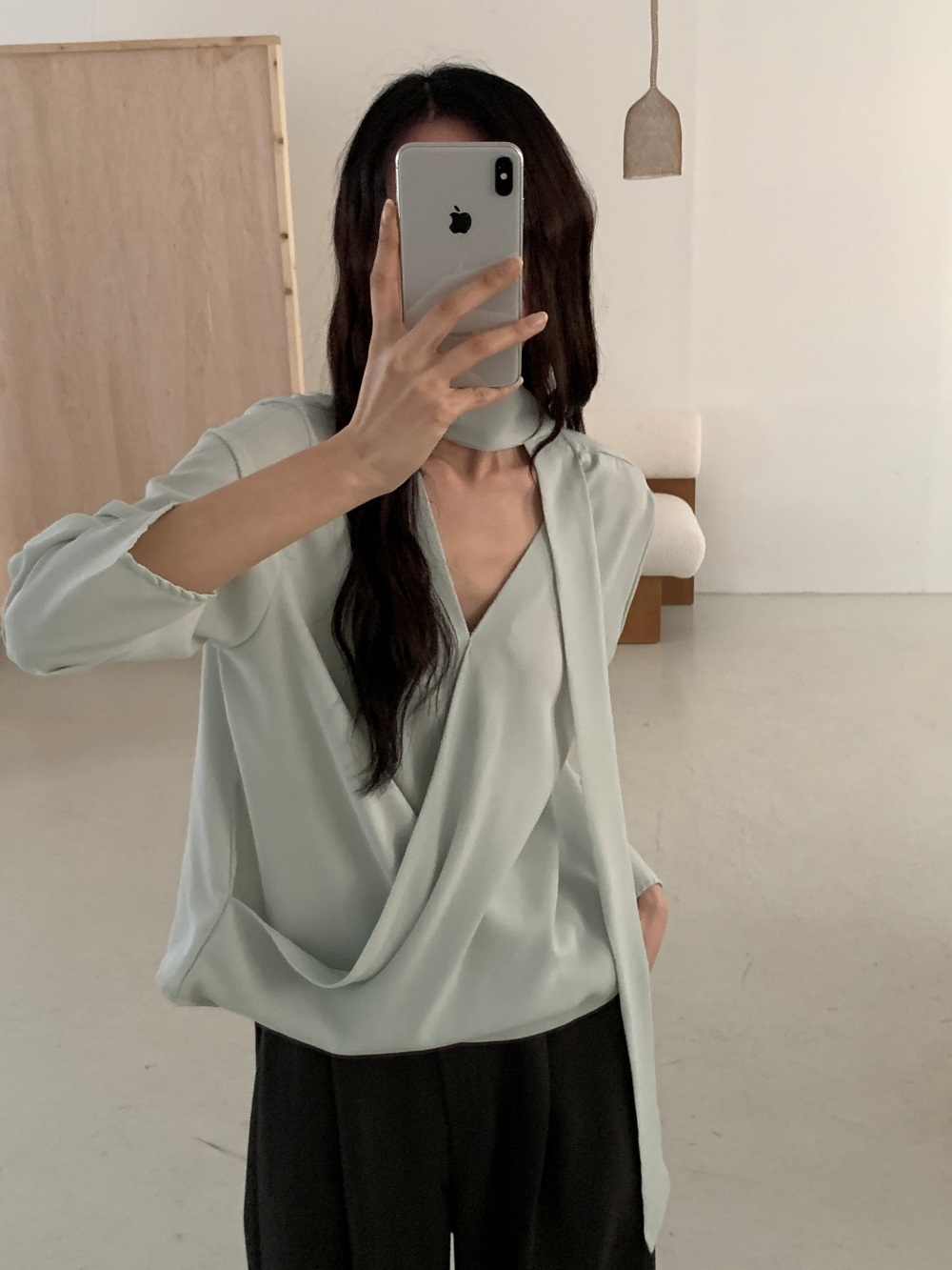 ボウタイVネックカシュクールブラウス | 詳細画像14