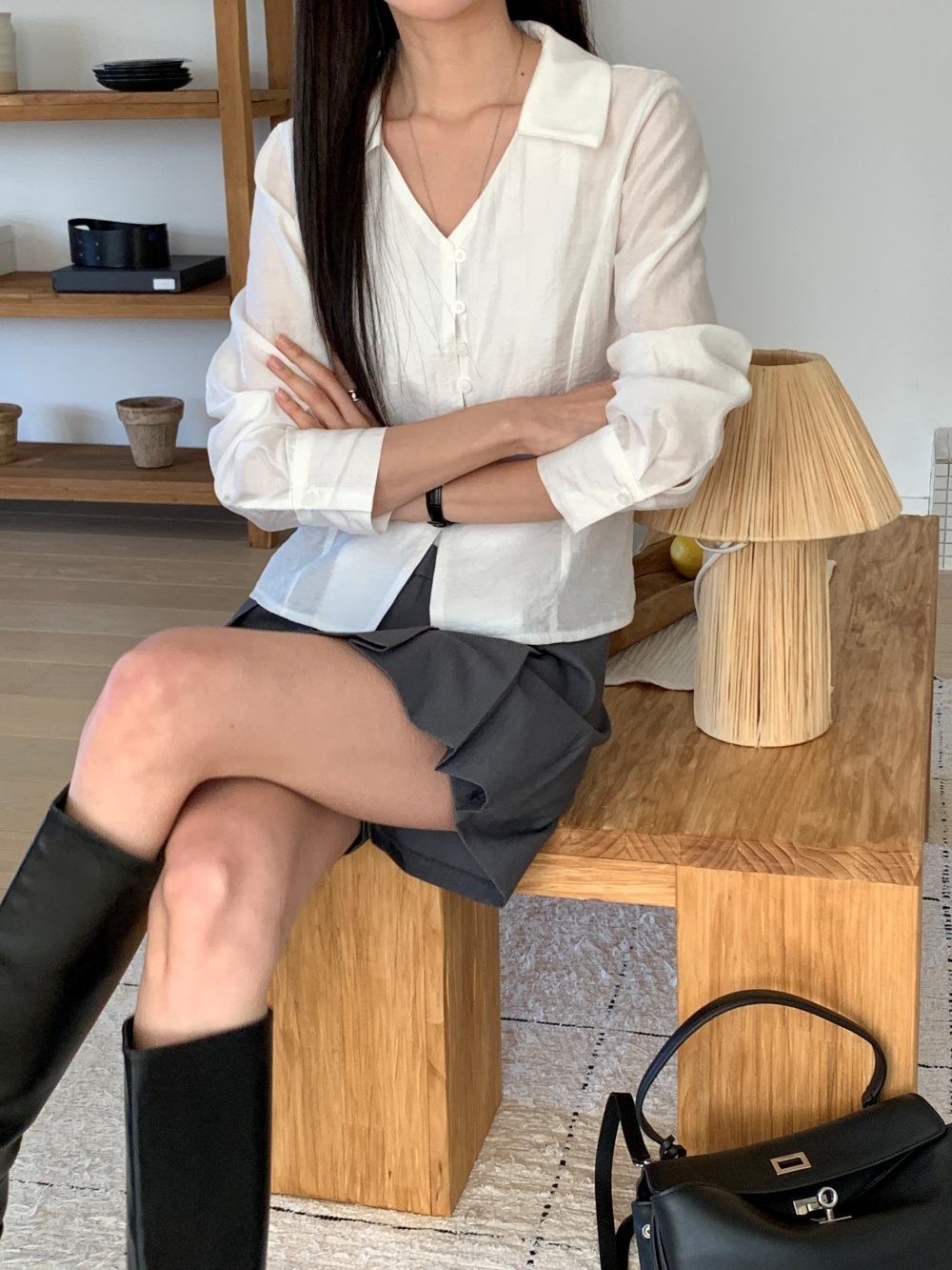 ボタンカラーVネックブラウス | 詳細画像17