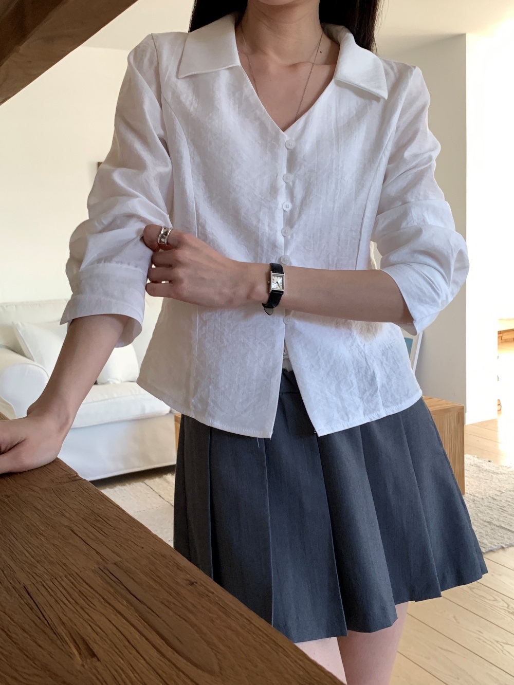 ボタンカラーVネックブラウス | 詳細画像19