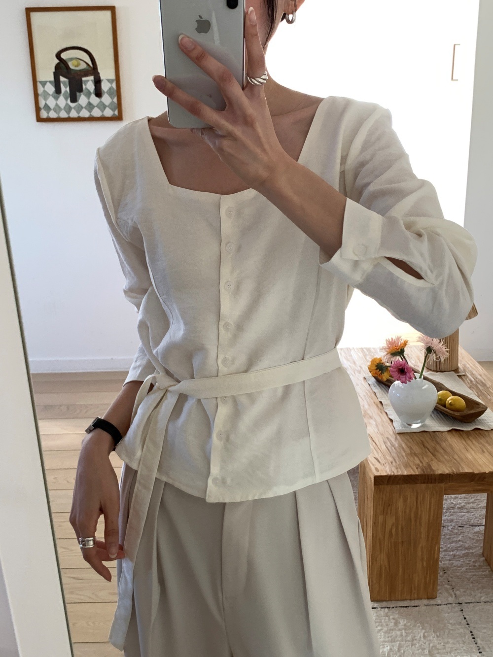 ボタンスクエアネックブラウスストラップ付 | 詳細画像6