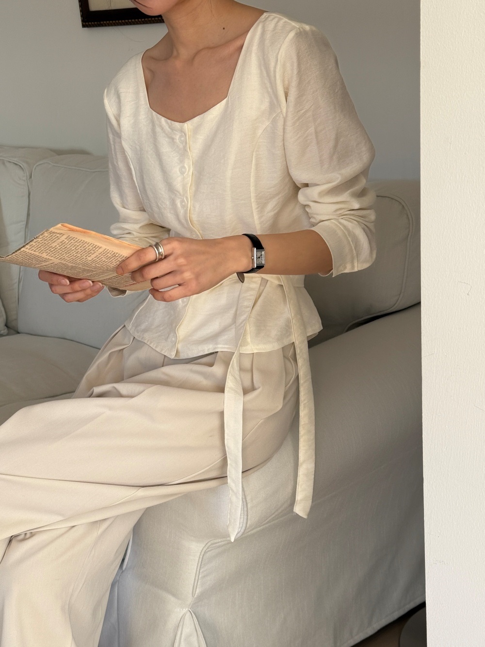 ボタンスクエアネックブラウスストラップ付 | 詳細画像7