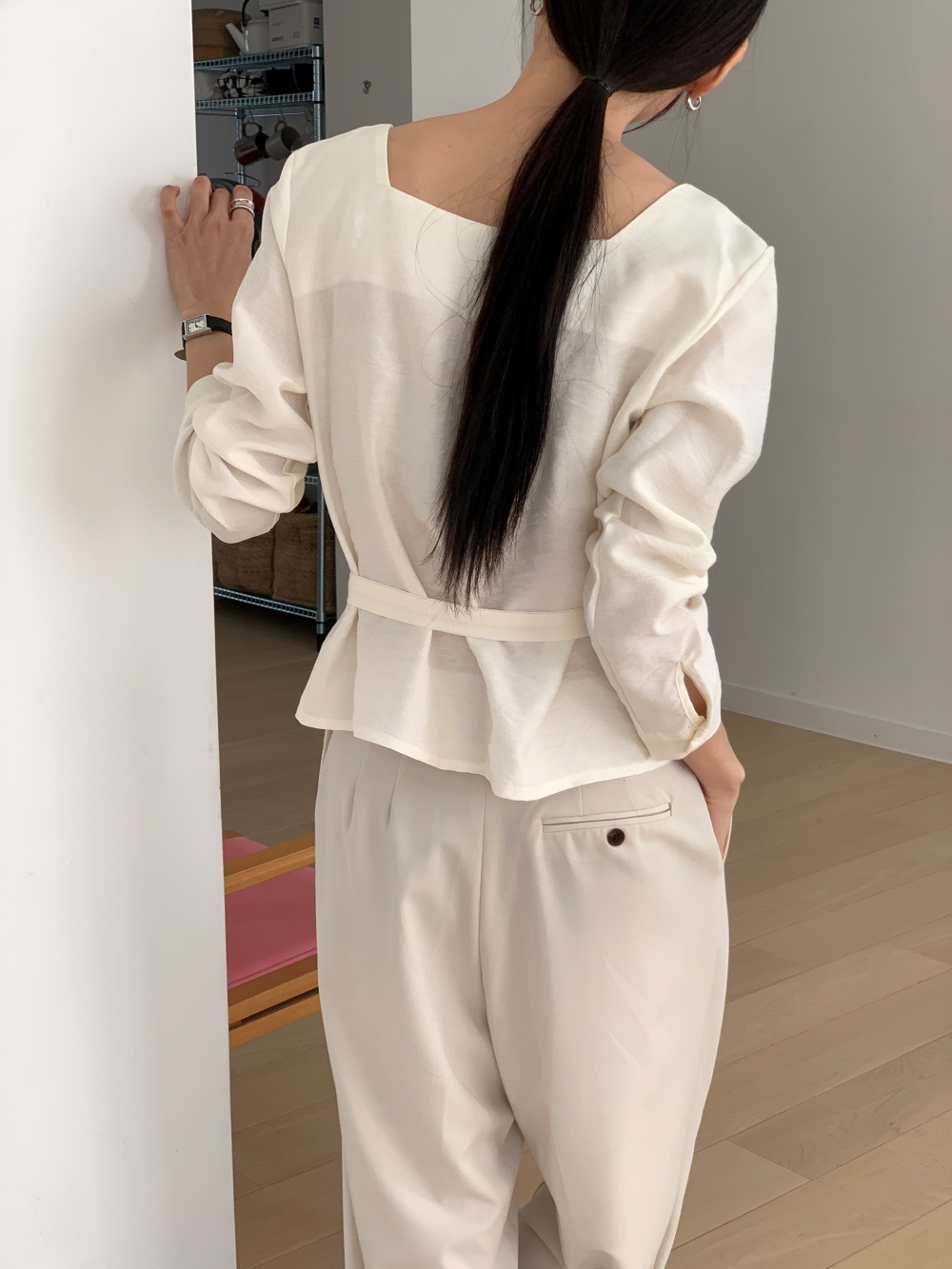 ボタンスクエアネックブラウスストラップ付 | 詳細画像9