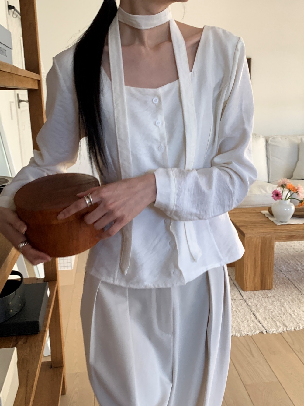 ボタンスクエアネックブラウスストラップ付 | 詳細画像15