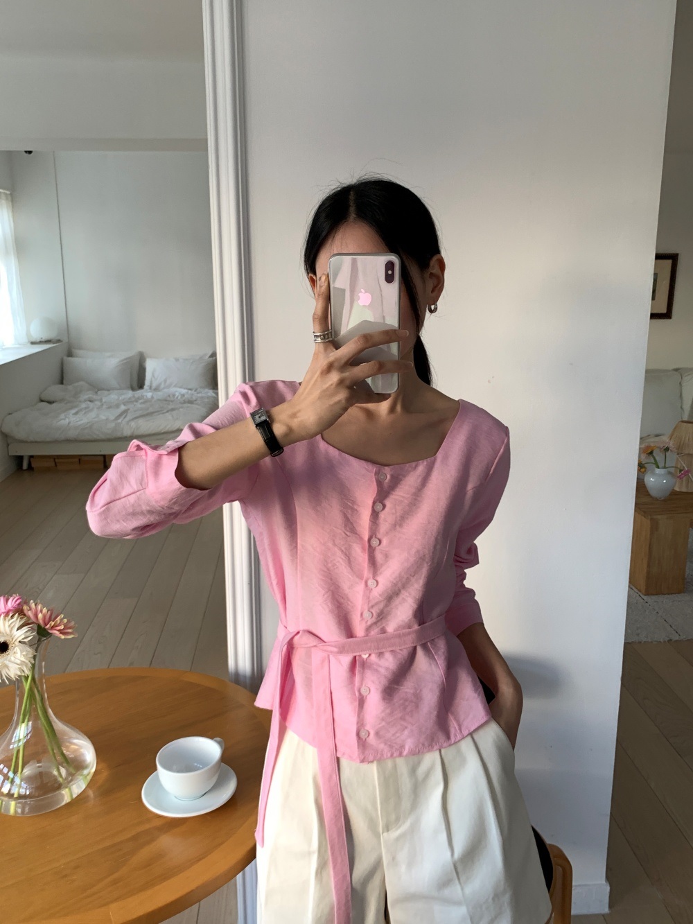 ボタンスクエアネックブラウスストラップ付 | 詳細画像17