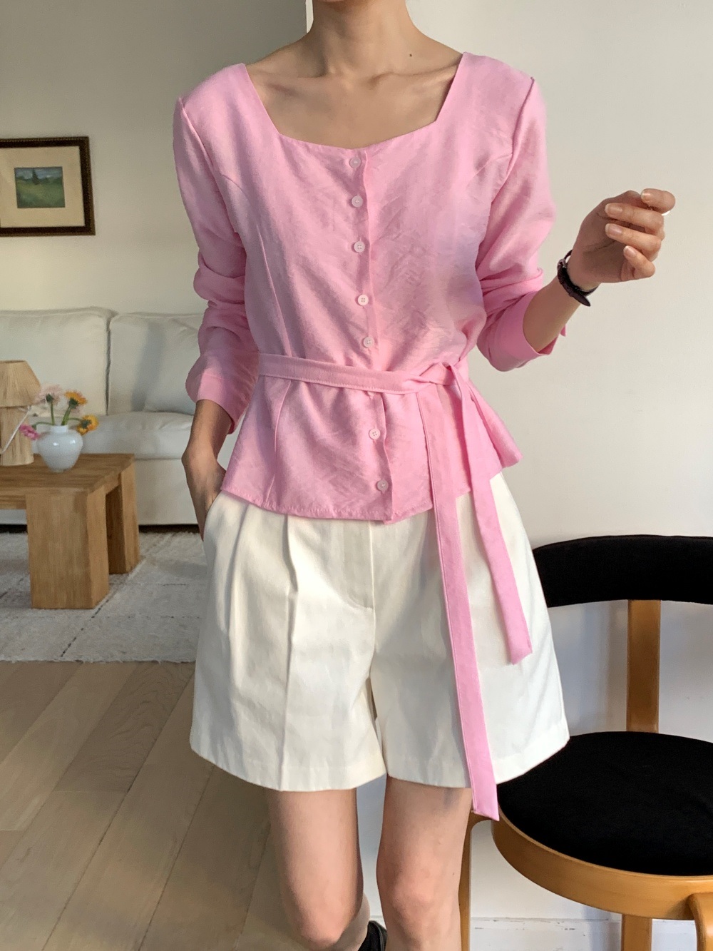 ボタンスクエアネックブラウスストラップ付 | 詳細画像19