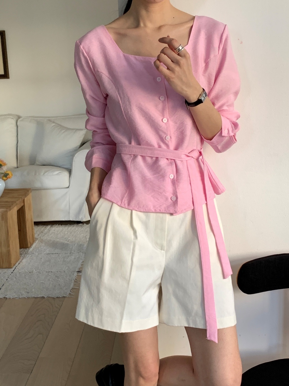 ボタンスクエアネックブラウスストラップ付 | 詳細画像21