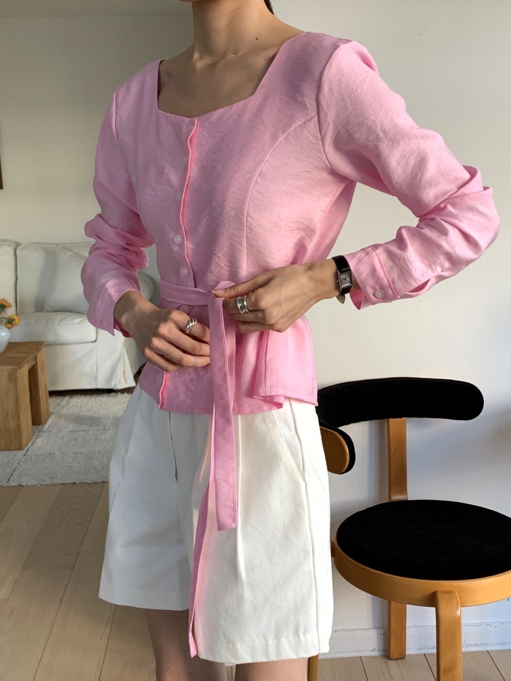 ボタンスクエアネックブラウスストラップ付 | 詳細画像22