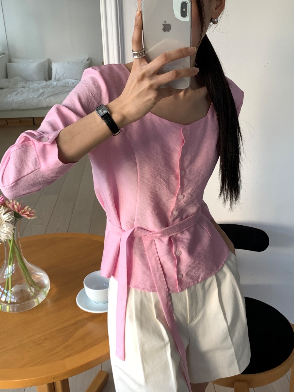 ボタンスクエアネックブラウスストラップ付 | 詳細画像28