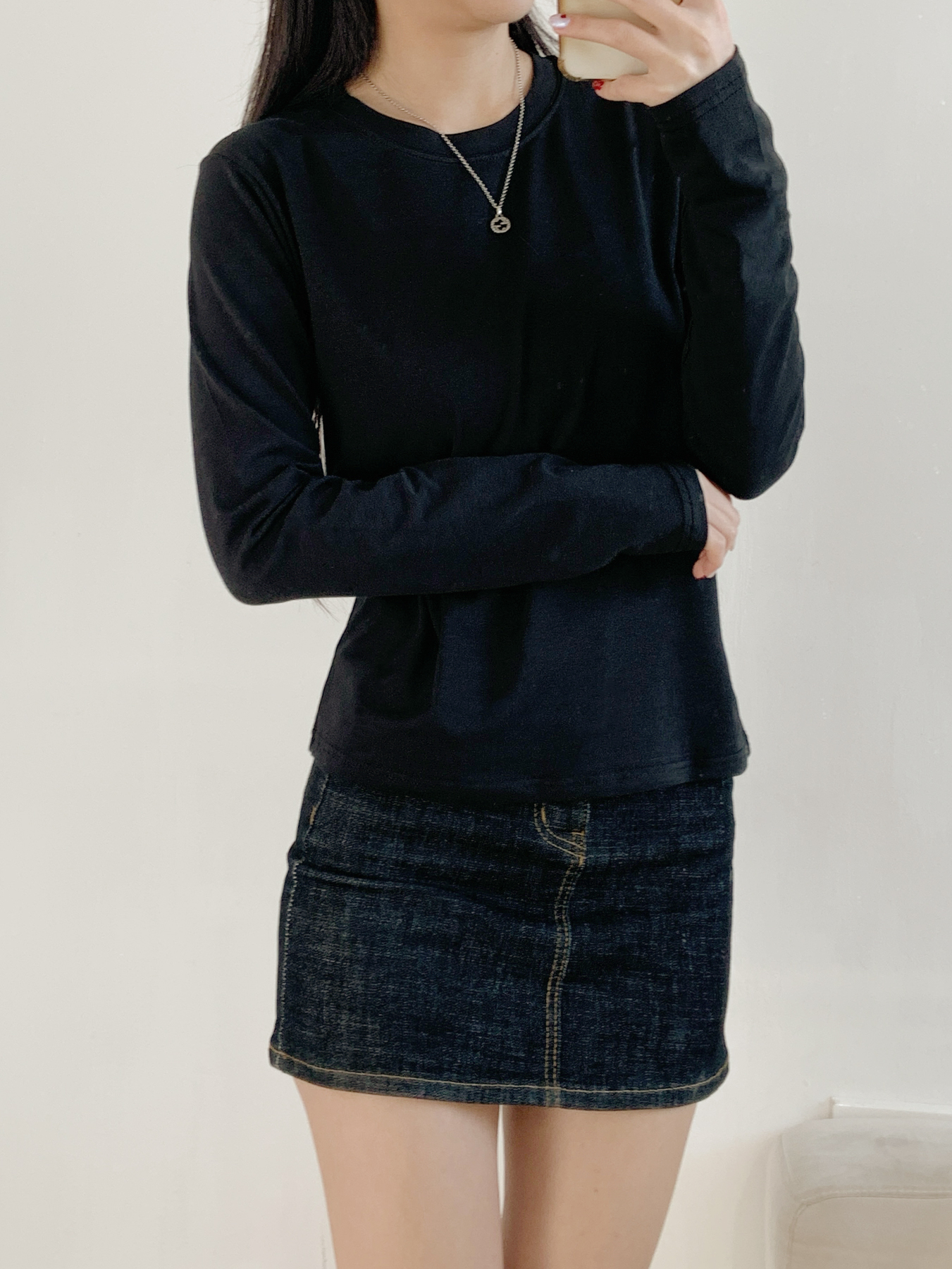 ラウンドネックベーシック長袖無地Tシャツ | 詳細画像17