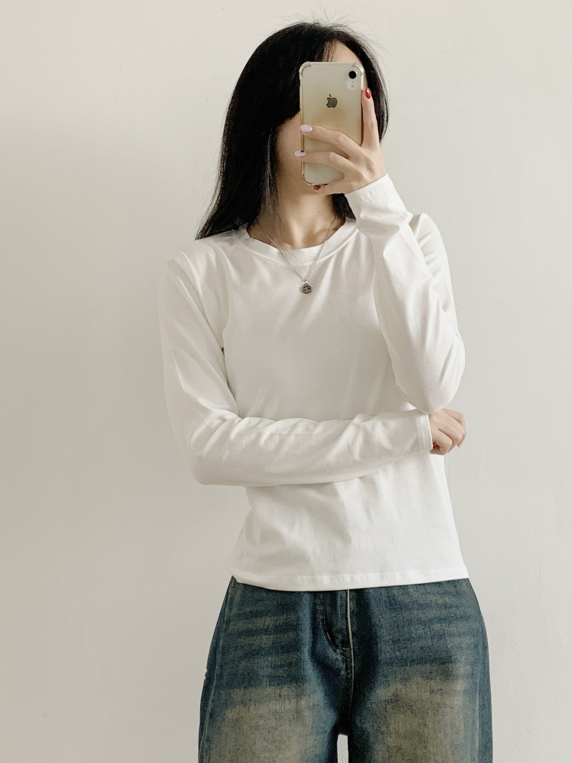 ラウンドネックベーシック長袖無地Tシャツ | 詳細画像7