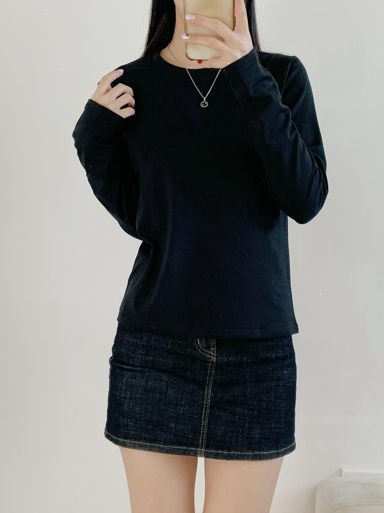 ラウンドネックベーシック長袖無地Tシャツ | 詳細画像16