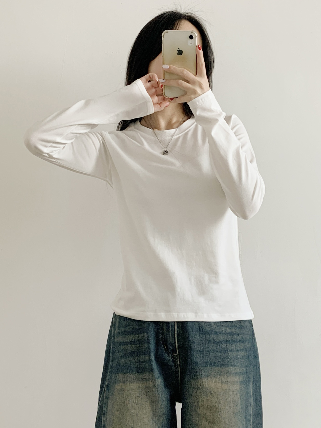 ラウンドネックベーシック長袖無地Tシャツ | 詳細画像6