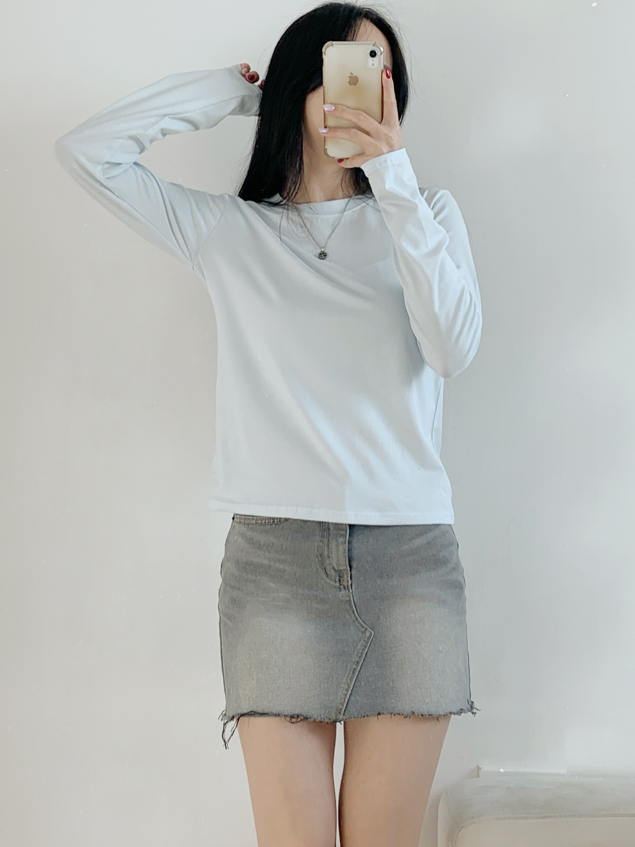 ラウンドネックベーシック長袖無地Tシャツ | 詳細画像13