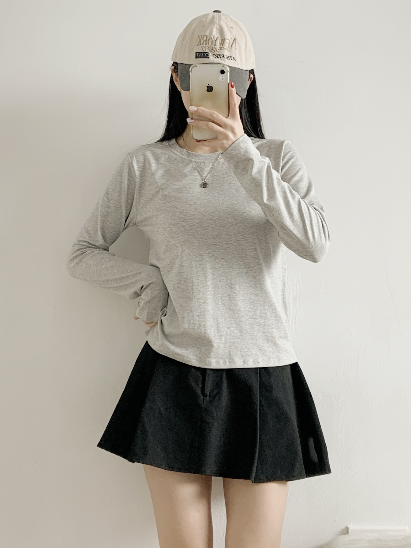 ラウンドネックベーシック長袖無地Tシャツ | 詳細画像9