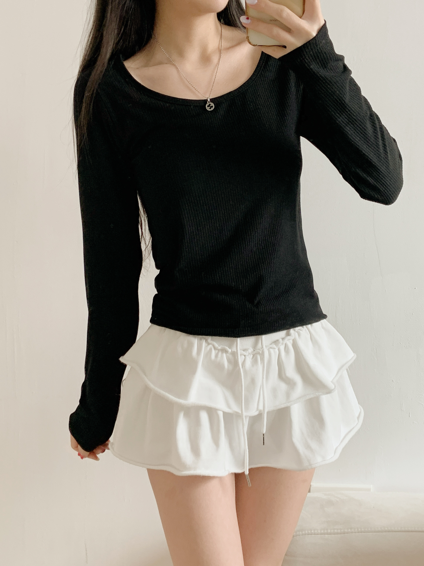 リブUネックスリムTシャツ | 詳細画像17