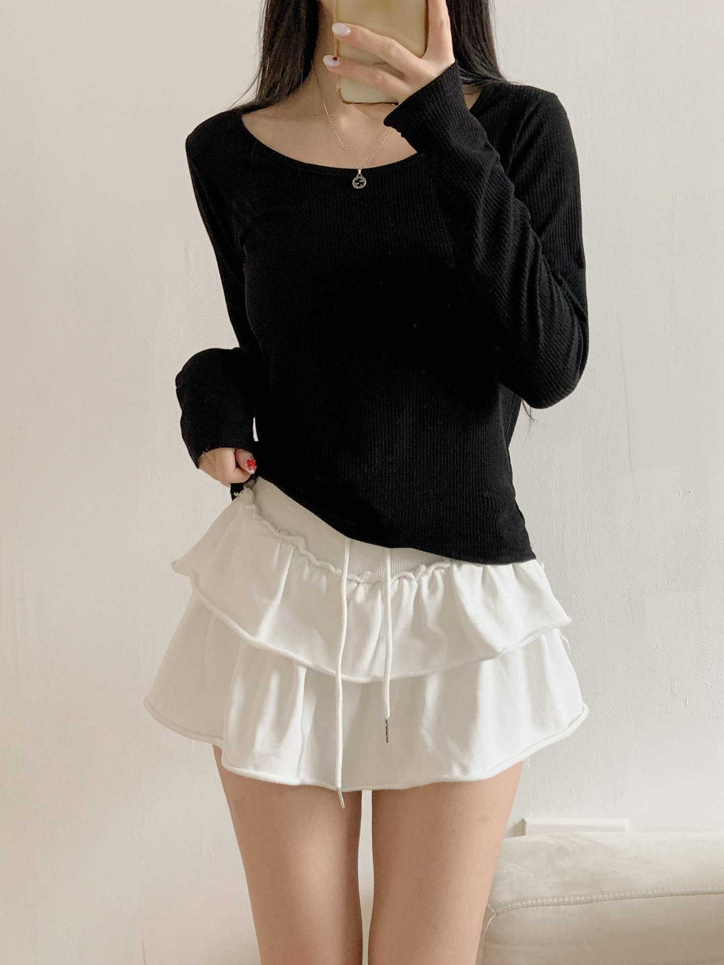 リブUネックスリムTシャツ | 詳細画像18