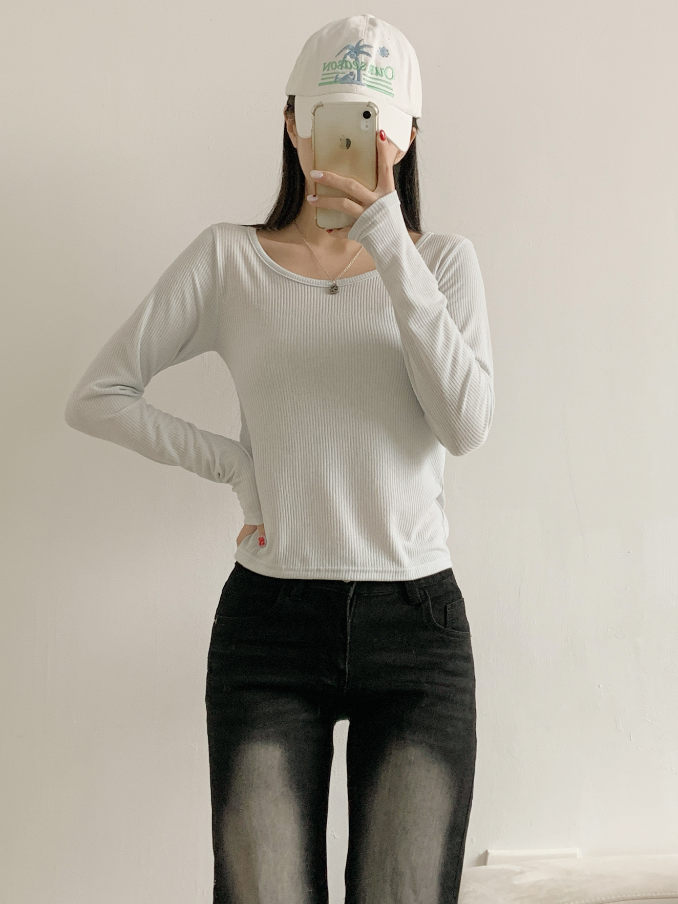 リブUネックスリムTシャツ | 詳細画像15