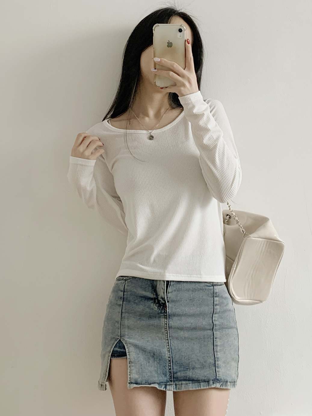 リブUネックスリムTシャツ | 詳細画像9