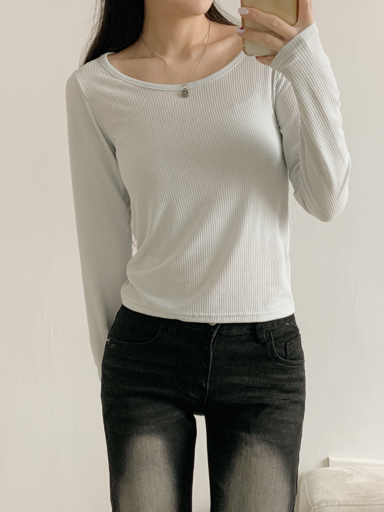 リブUネックスリムTシャツ | 詳細画像14