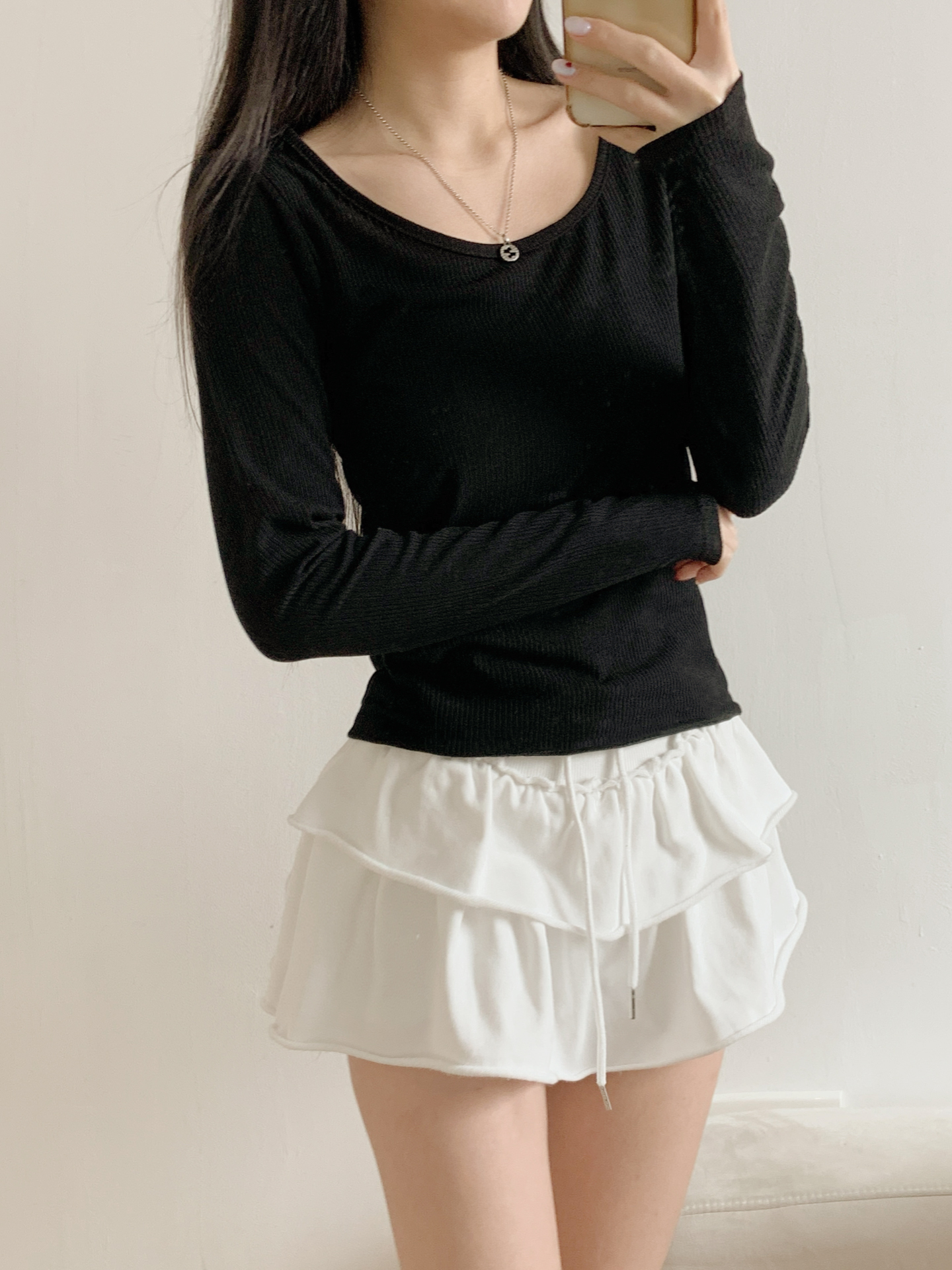 リブUネックスリムTシャツ | 詳細画像16