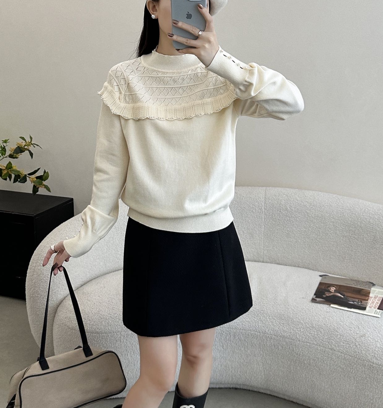 エコパールハーフネックフリル長袖ニット | 詳細画像2