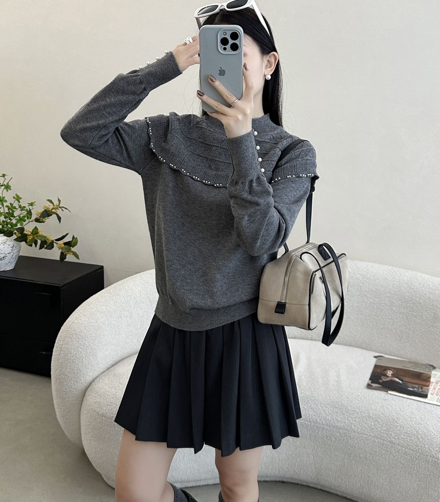 エコパールハーフネックフリル長袖ニット | 詳細画像5