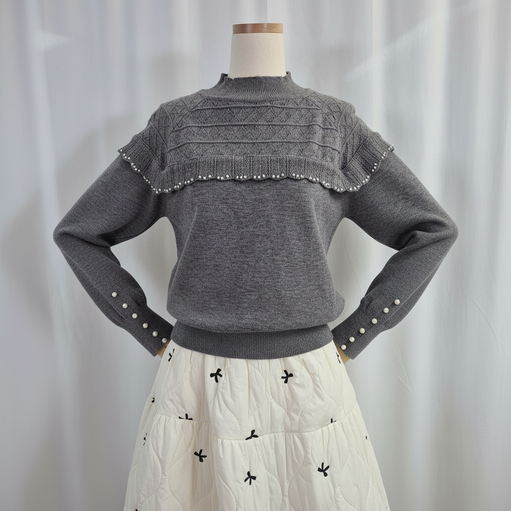 エコパールハーフネックフリル長袖ニット | 詳細画像6