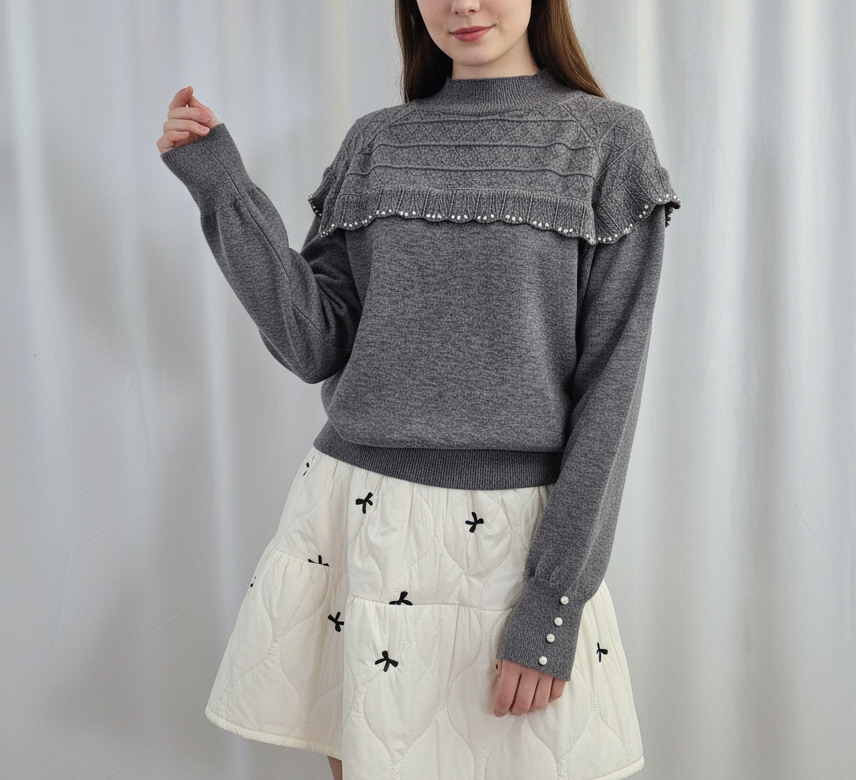 エコパールハーフネックフリル長袖ニット | 詳細画像7