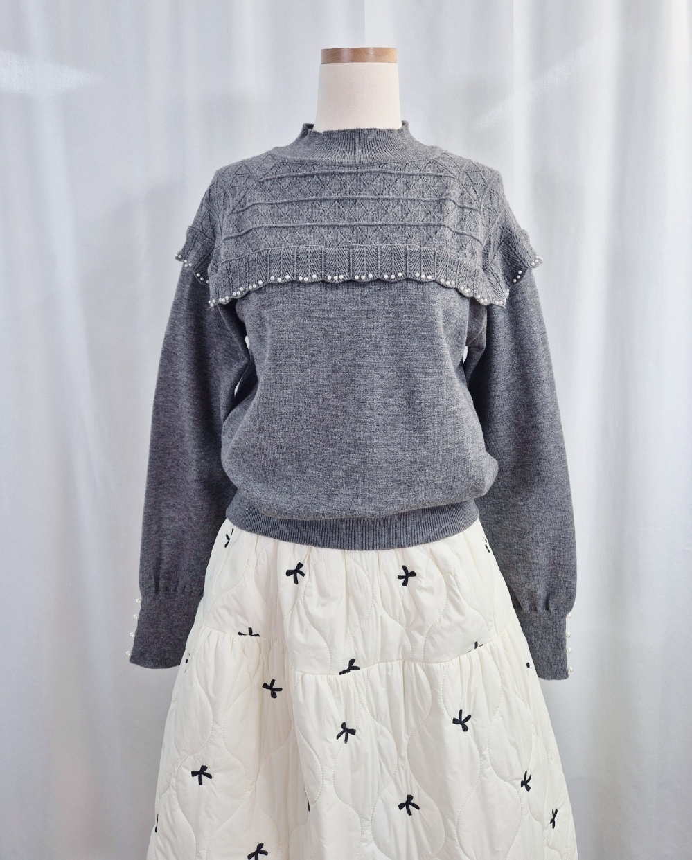 エコパールハーフネックフリル長袖ニット | 詳細画像17