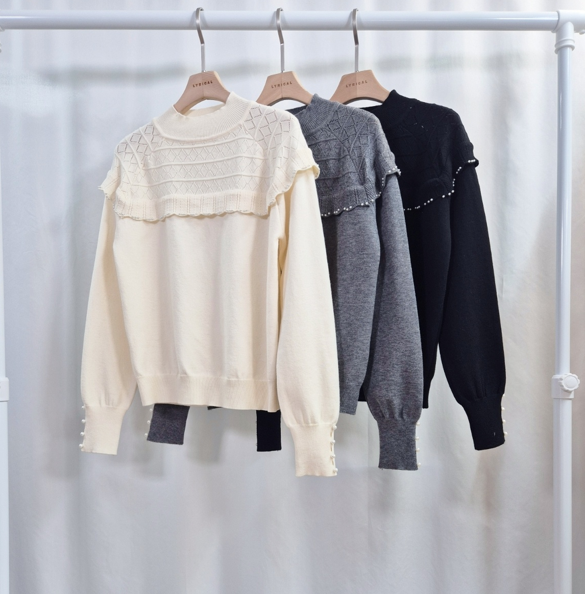 エコパールハーフネックフリル長袖ニット | 詳細画像10