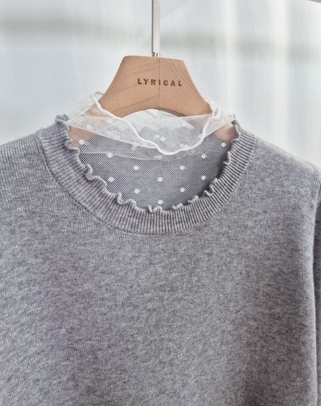 シースルーコンビスリムレイヤード風長袖ドットニット | 詳細画像10