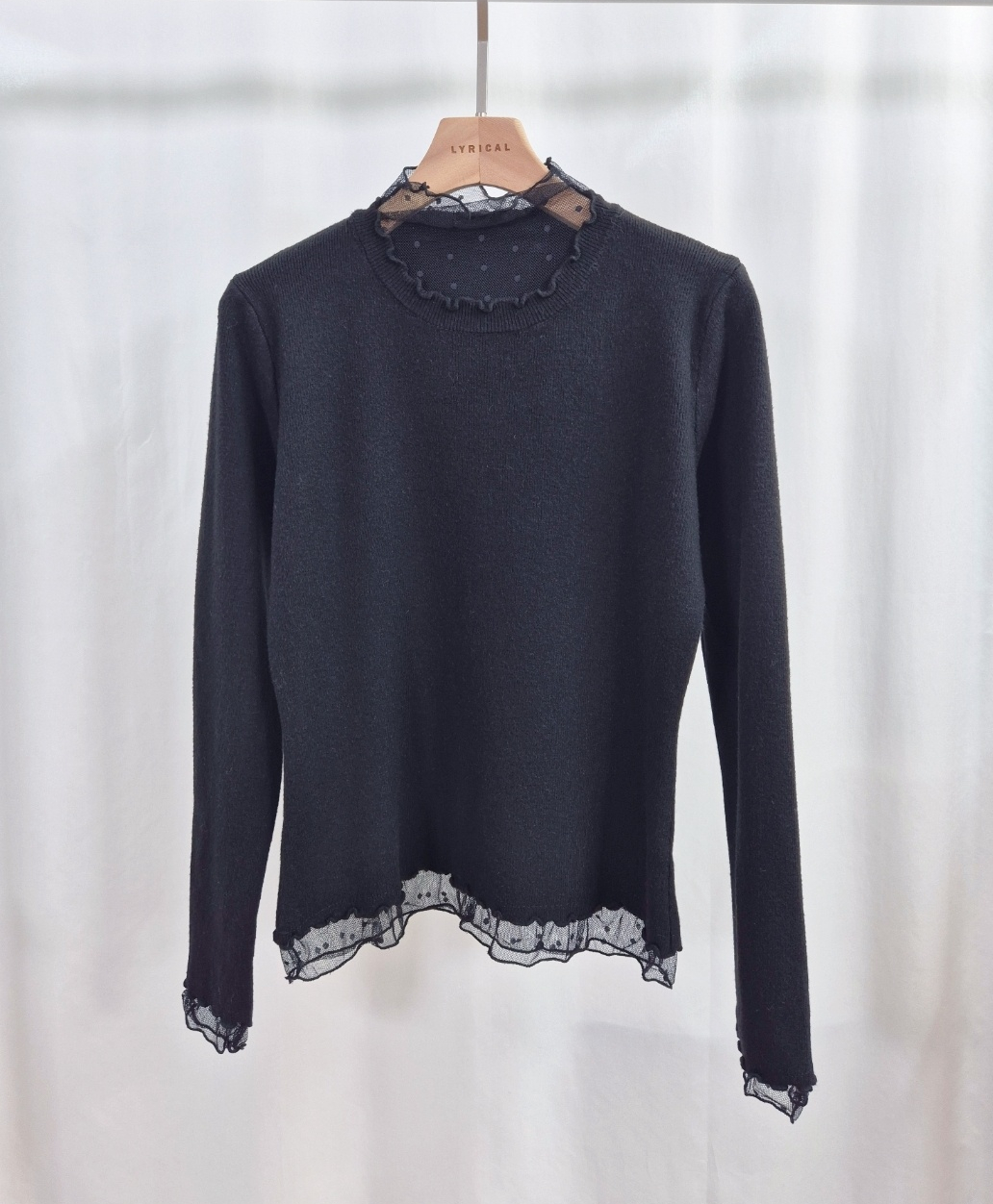 シースルーコンビスリムレイヤード風長袖ドットニット | 詳細画像12