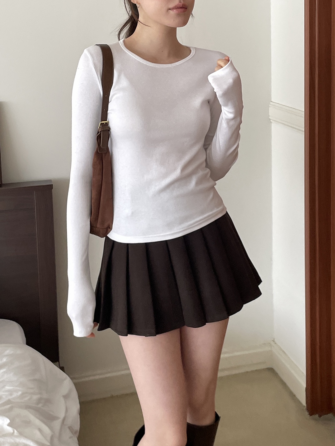 リブストレッチラウンドネックスリム長袖Tシャツ | 詳細画像7