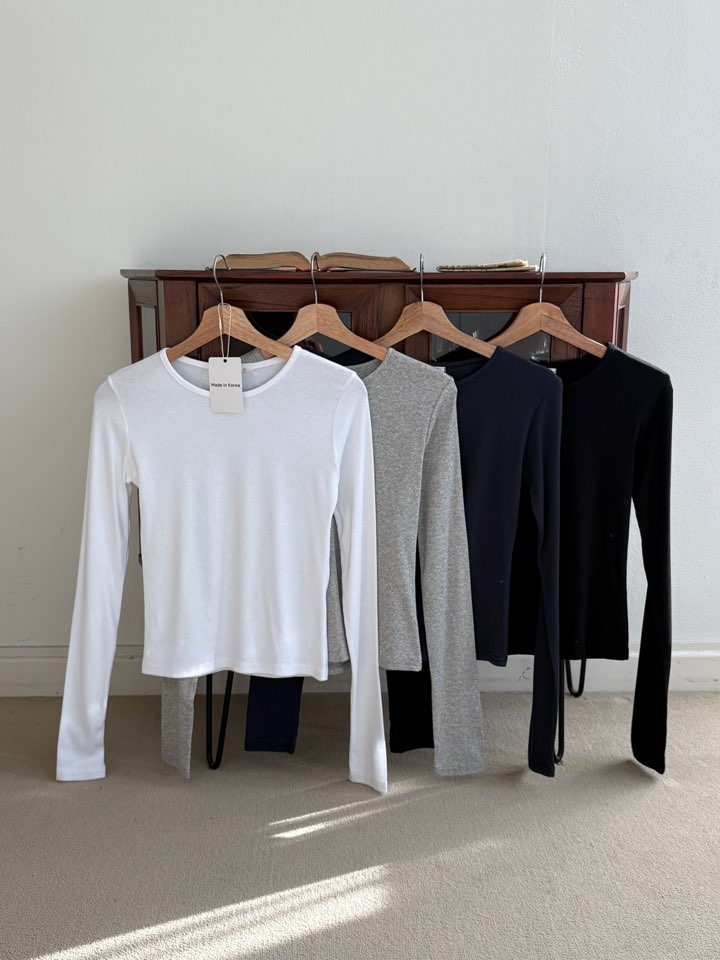 リブストレッチラウンドネックスリム長袖Tシャツ | 詳細画像3