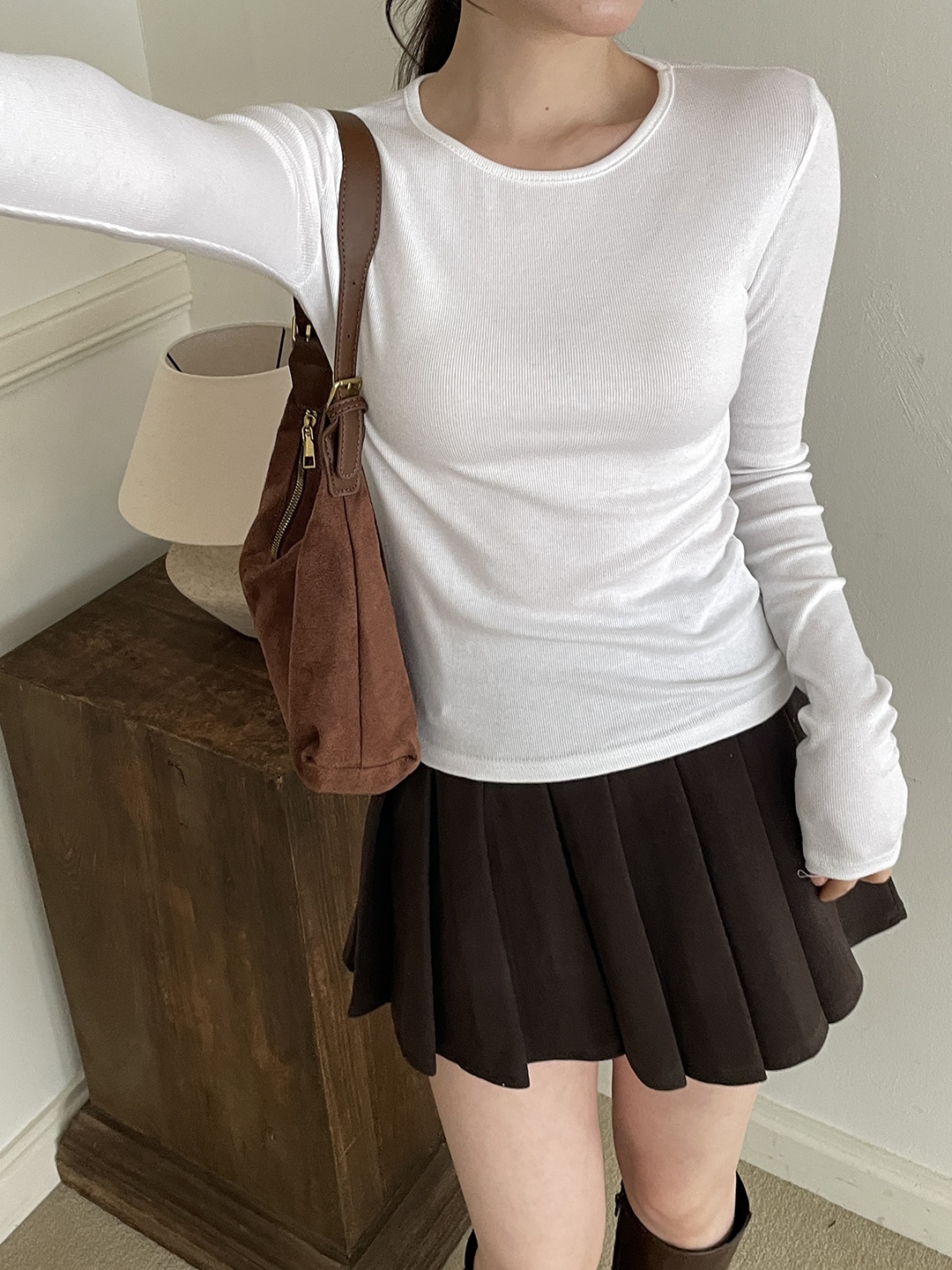 リブストレッチラウンドネックスリム長袖Tシャツ | 詳細画像5