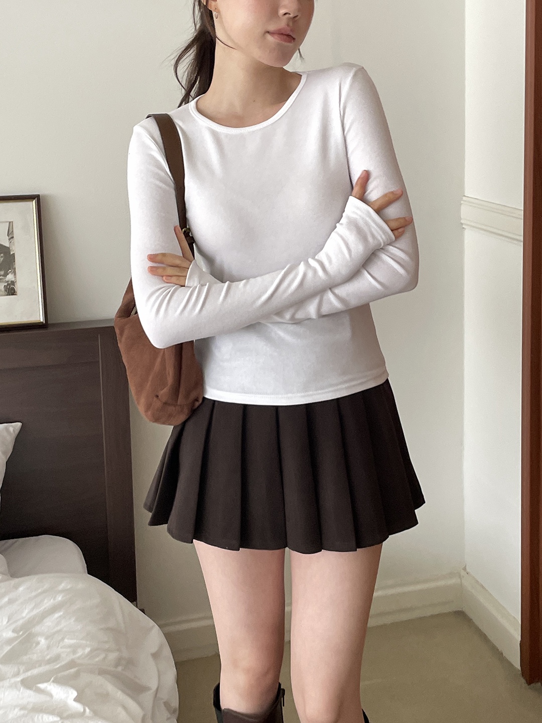 リブストレッチラウンドネックスリム長袖Tシャツ | 詳細画像8