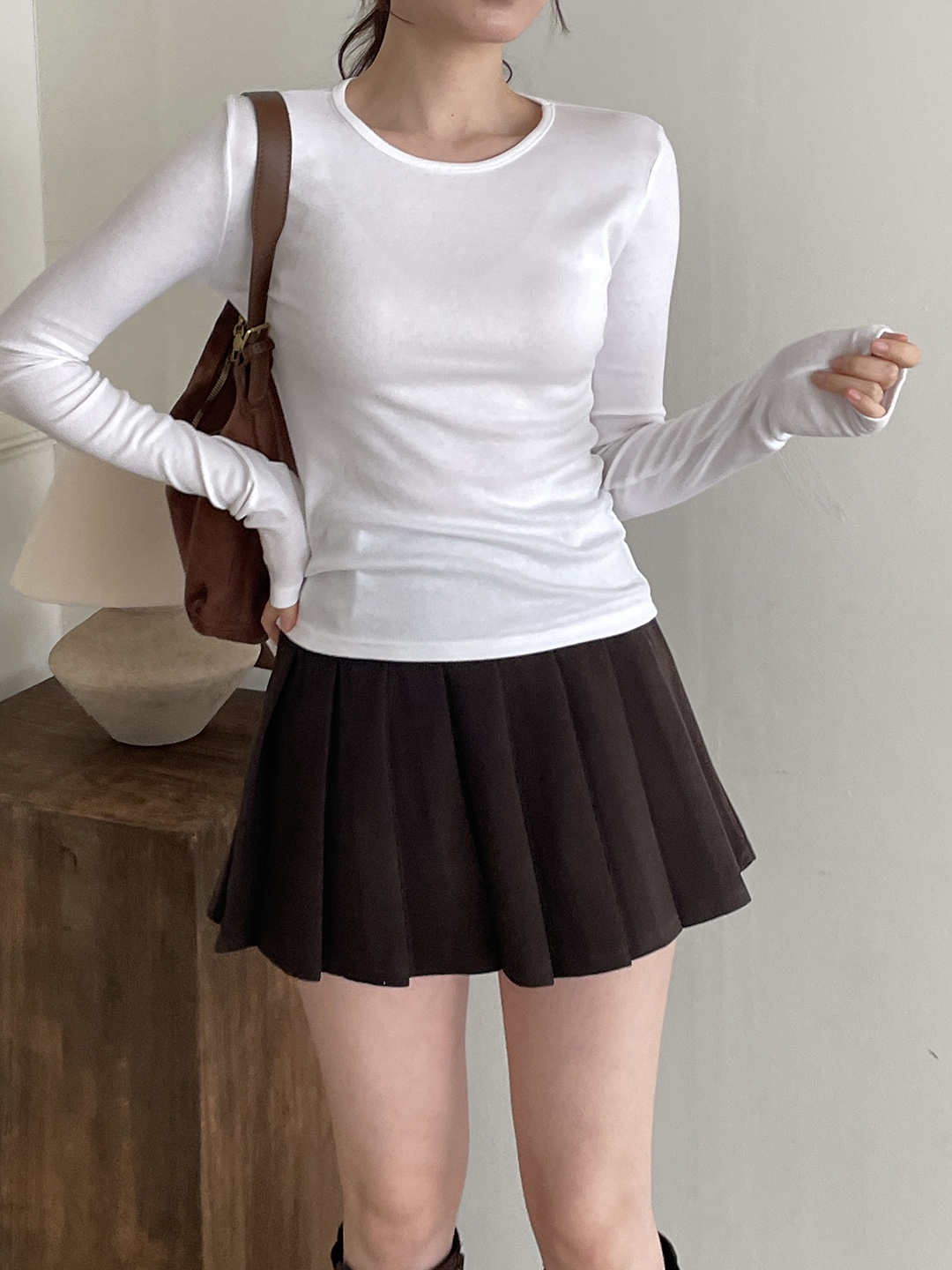 リブストレッチラウンドネックスリム長袖Tシャツ | 詳細画像11