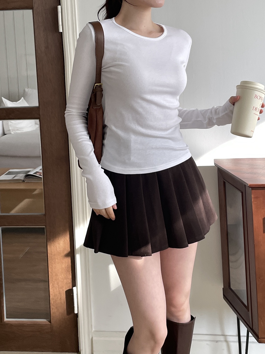 リブストレッチラウンドネックスリム長袖Tシャツ | 詳細画像12