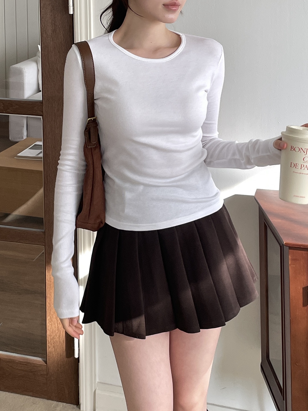 リブストレッチラウンドネックスリム長袖Tシャツ | 詳細画像13