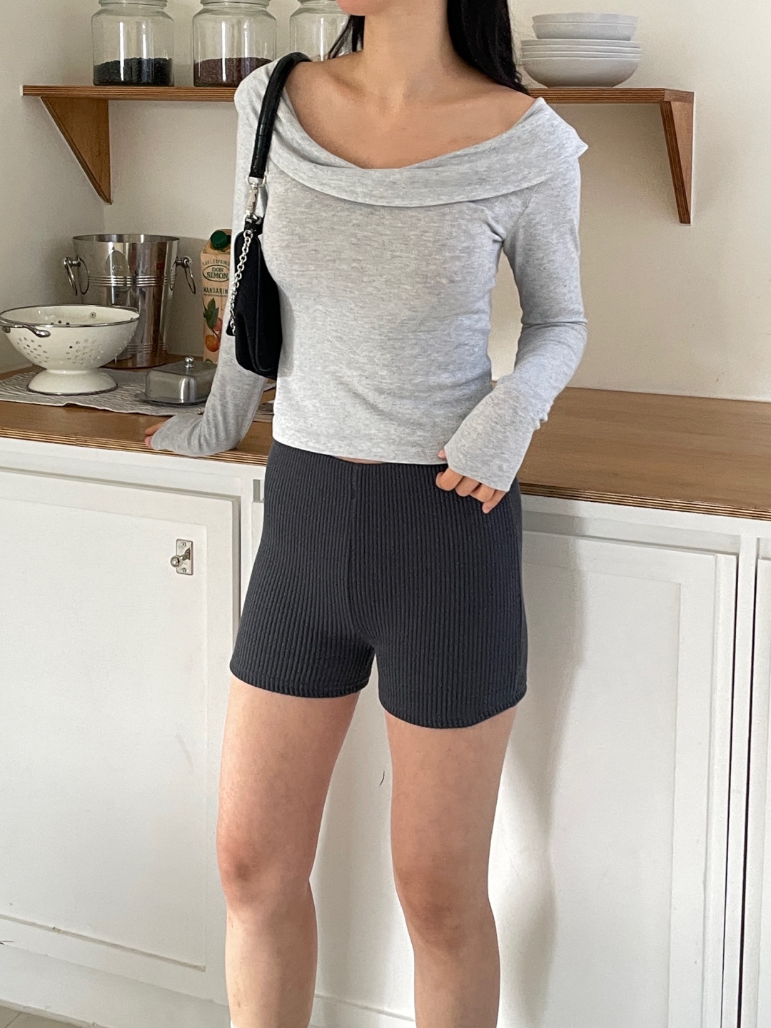 リブストレッチウエストゴムショートショートパンツ | 詳細画像5