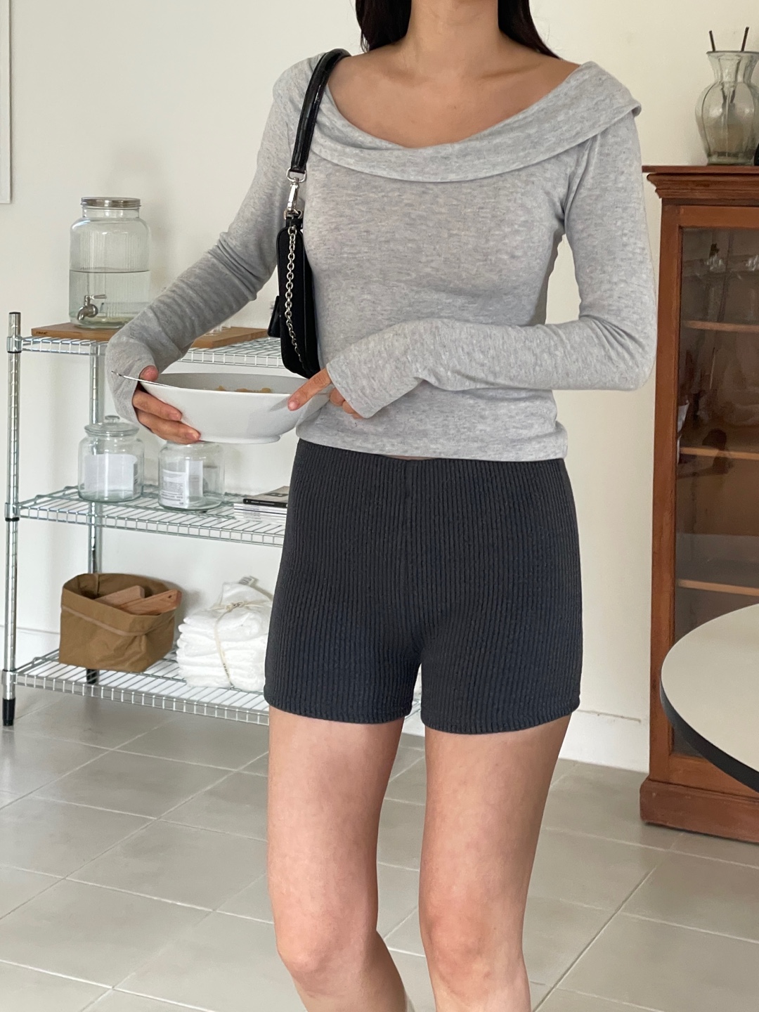 リブストレッチウエストゴムショートショートパンツ | 詳細画像12