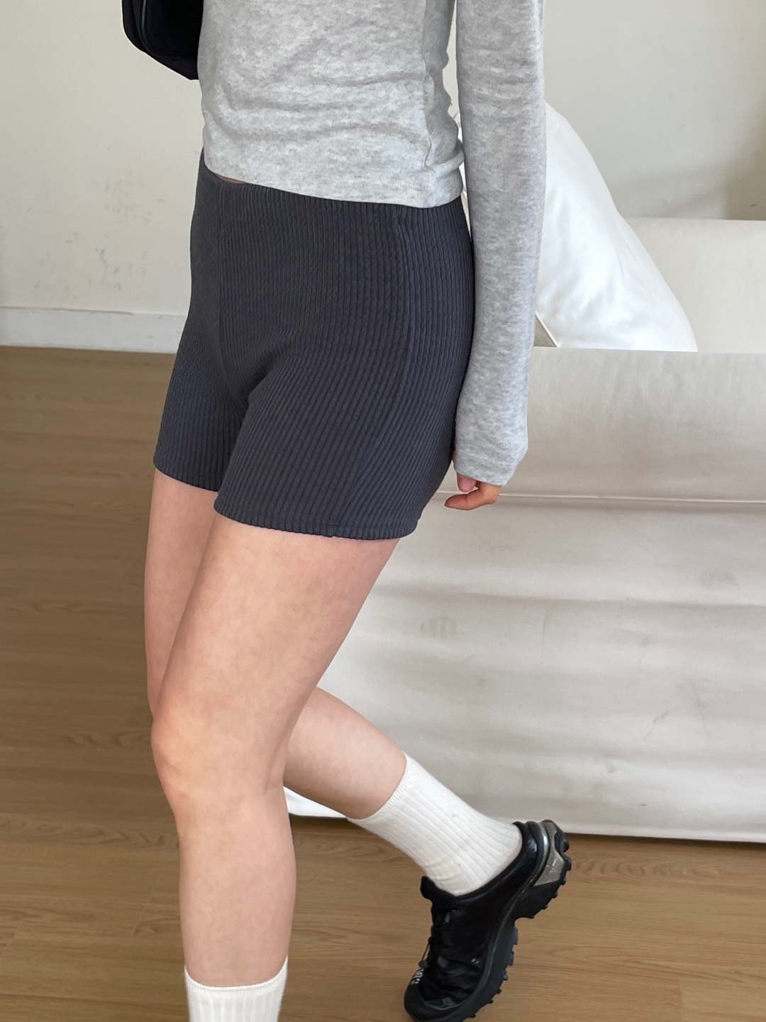 リブストレッチウエストゴムショートショートパンツ | 詳細画像10