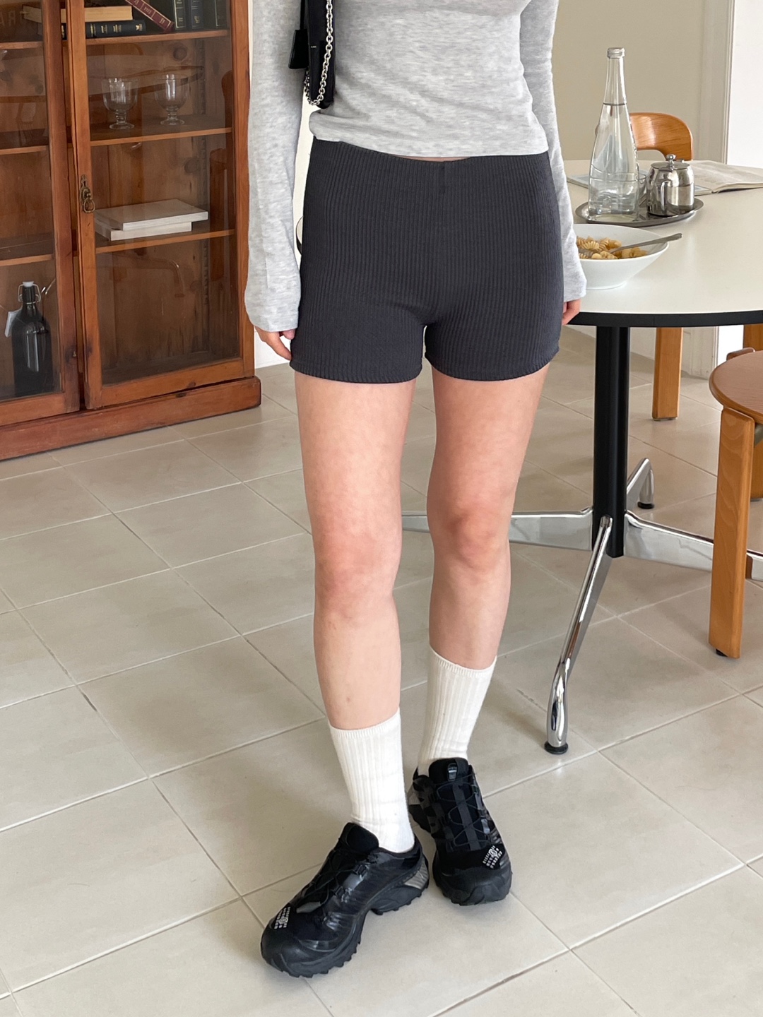 リブストレッチウエストゴムショートショートパンツ | 詳細画像9