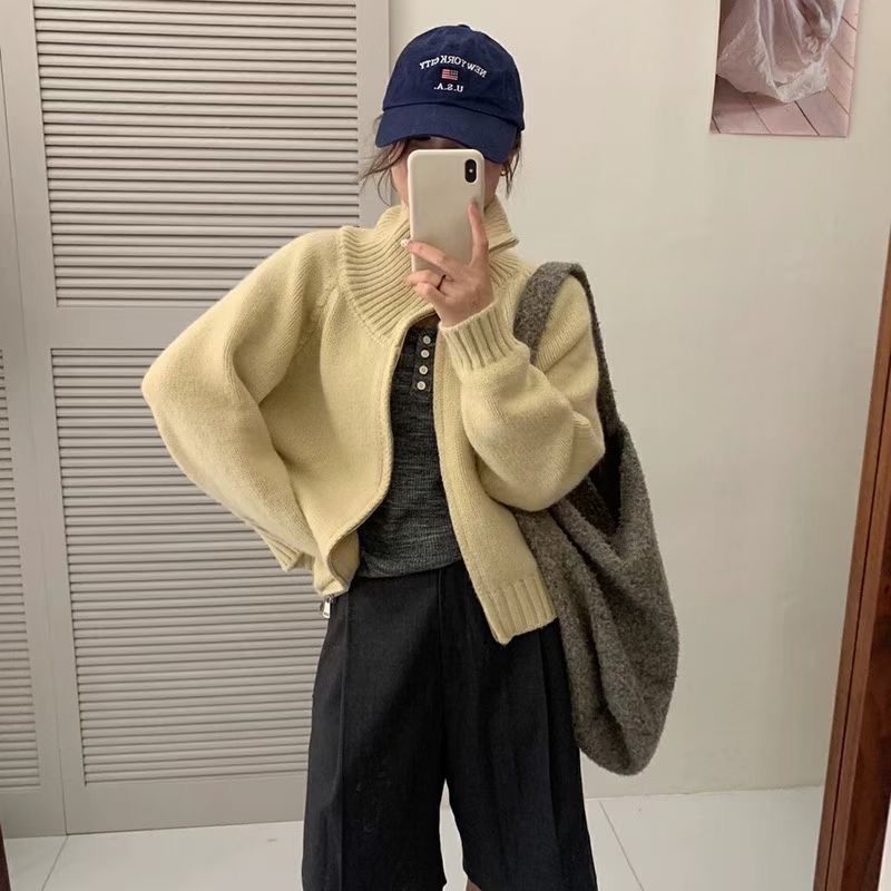 ニットダブルジップ長袖カーディガン | 詳細画像8