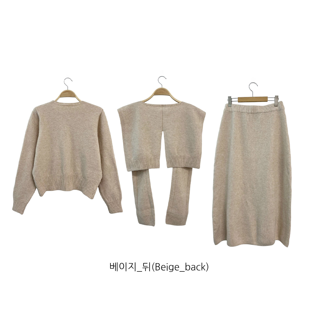 ニットボタンラウンドネックウエストゴムロング長袖セットアップスカートカーディガン3 SETショール付 | 詳細画像20